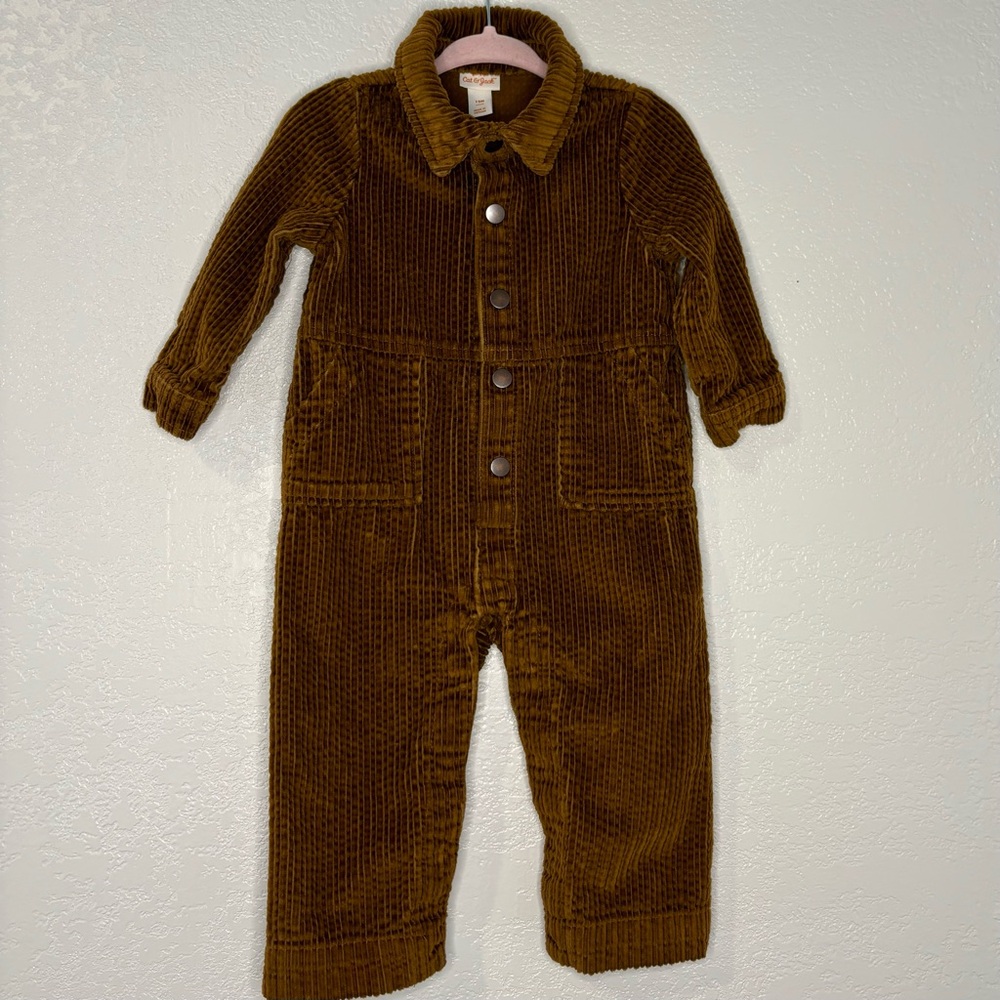 Brown Corduroy Kids Jumpsuit